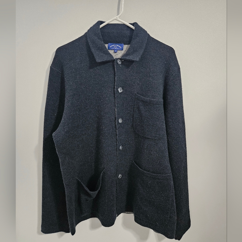 Men's Navy Cashmere/Wool Blend Jacket By Thrumbull Rhodes - Made In The USA